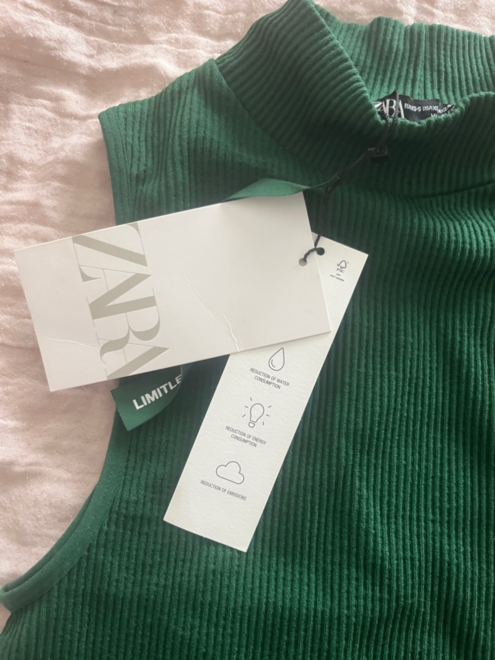 Zara Green Ribbed Mock-Neck Tank - Picture 6 of 6